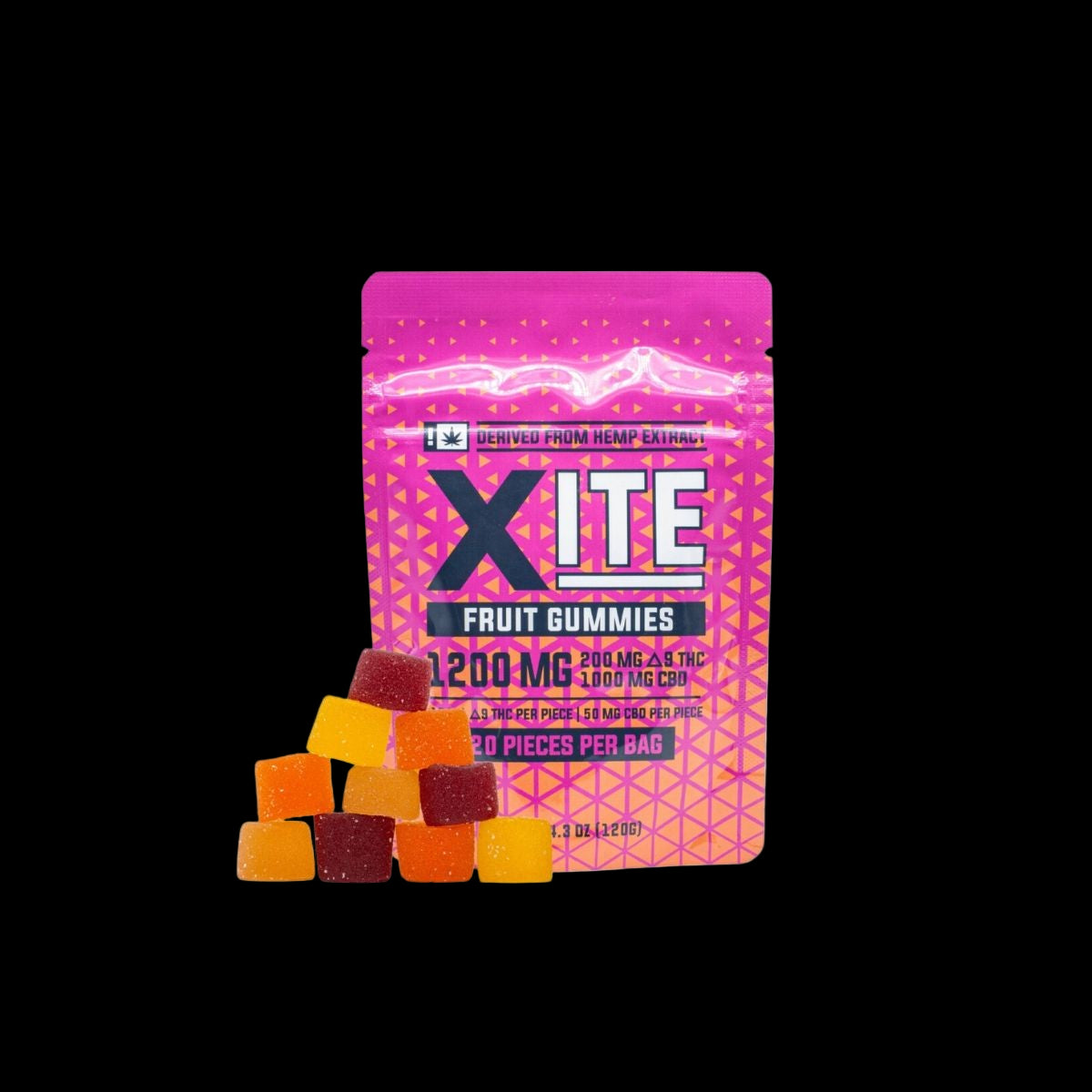 THC-A Gummies|XITE D9 Fruit Gummies : 1200 mg (20ct)