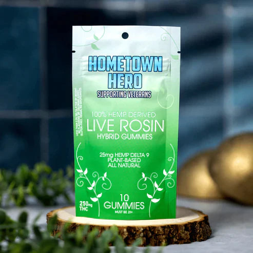 Hometown Hero | D9 Live Rosin Gummies (Naturals) | 25MG Each : HYBRID