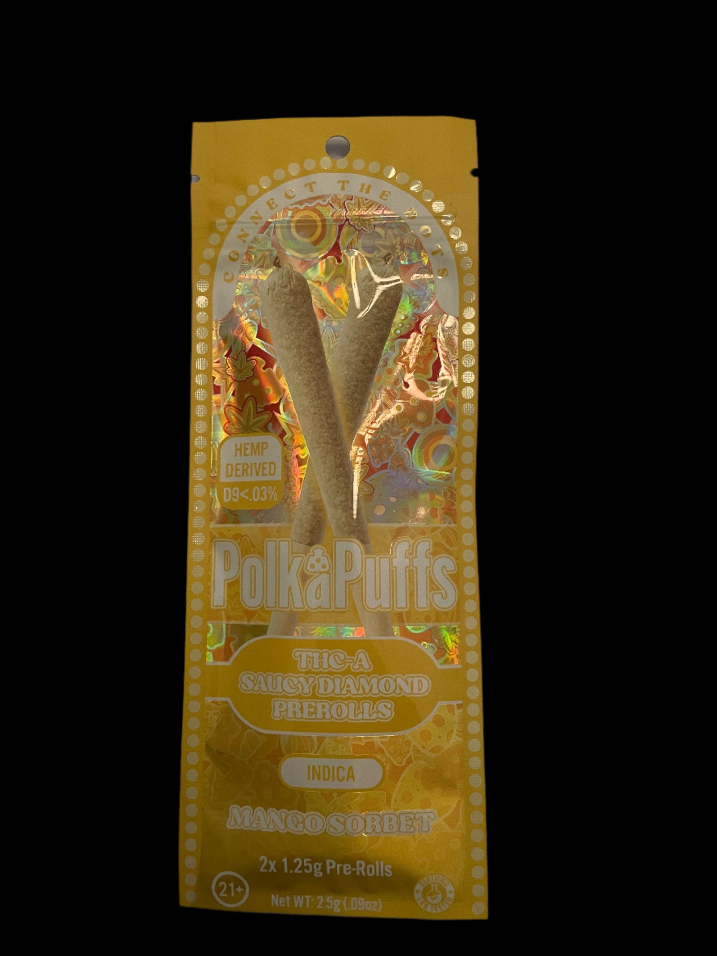 Polka Puffs THC-A Saucy Diamond 2x 1.5g Pre-Roll Mango Sorbet