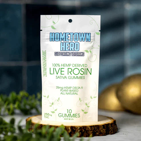 Hometown Hero | D9 Live Rosin Gummies (Naturals) | 25MG Each : SATIVA